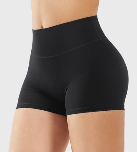 YEOREO Women's Biker Shorts 2.5" No Front Seam Elysina High Waist Hidden Scrunch Workout Gym Yoga Running Shorts Black XL thumbnail 4