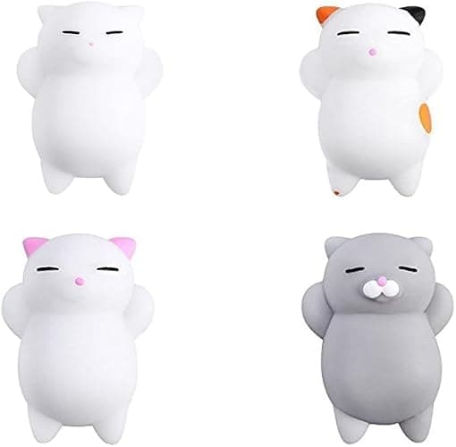Squishies Kawaii, 4 Pcs Cat Squishy Mini Squishies Stress Mochi Squishy Mochi Squishies Animals Cat Stress Mochi Animal - Image 1