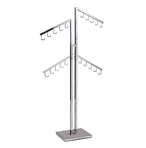 Only Hangers Four Arm Chrome Handbag Rack with Adjustable Height J-Hook Arms - Available in Black and Chrome (CHROME) thumbnail 3