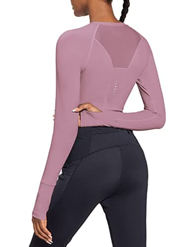 BALEAF Women's Long Sleeve Crop Top Workout Athletic Shirt Running Top Slim Fit - Image 1