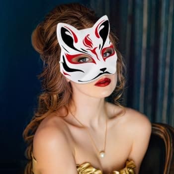 ChicRosa 5 Pcs Cat Masks White Paper Blank Hand Painted Masks Halloween Masquerade Costume Cosplay Accessories thumbnail 2
