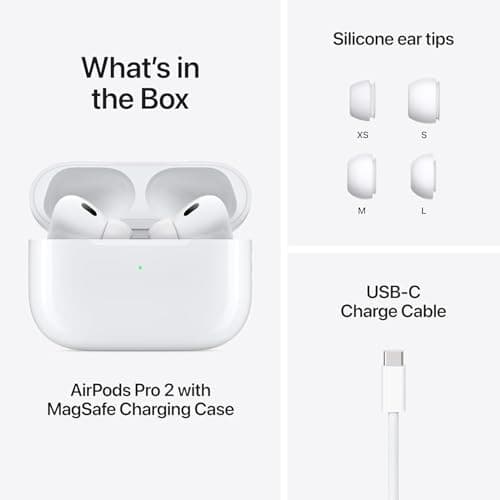 Apple AirPods Pro 2 Wireless Earbuds, Active Noise Cancellation, Hearing Aid Feature, Bluetooth Headphones, Transparency, Personalized Spatial Audio, High-Fidelity Sound, H2 Chip, USB-C Charging thumbnail 7