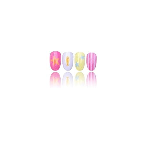 Short Oval Press On Nails Summer Fake Nails Star Fish With Polka Dot Line Design Cute False Nails Full Cover Artificial Glossy Stick On Nail Reusable Acrylic Nail For Women Manicure 24pcs thumbnail 5