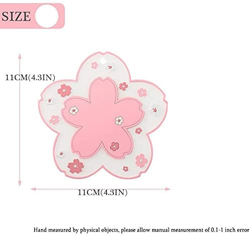 Sakura Coasters Set of 4 Kawaii Cup Mat Anti-Skid Pot Bowl Pad Placemats PVC Cherry Blossom Coaster for Drinks Coffee Table Cute Room Home Kitchen Decor Kawaii Desk Accessories(4.3in) - Small 4pcs thumbnail 3
