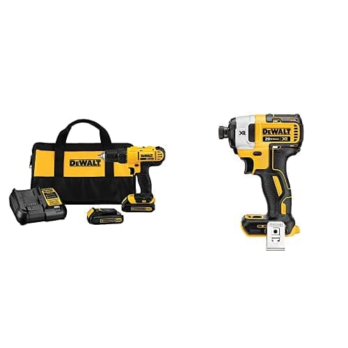 Dewalt DCD771C2 20V MAX Cordless Lithium-Ion 1/2 inch Compact Drill Kit with XR Li-Ion Brushless 0.25" 3-Speed Impact Driver - Image 1