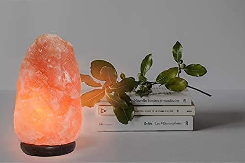 7 Inch Himalayan Salt Lamp with Dimmer Cord - Night Light Natural Crystal Rock Classic Wood Base Authentic from Pakistan thumbnail 7