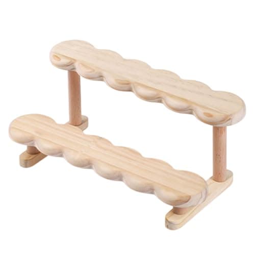 OULIGET Double Deck Wooden Display Riser Stand, Minifigures Doll Model Organizer Stand,Small Plant Perfume Jewelry Storage Rack for Desktop Window Sill Bar - Image 1