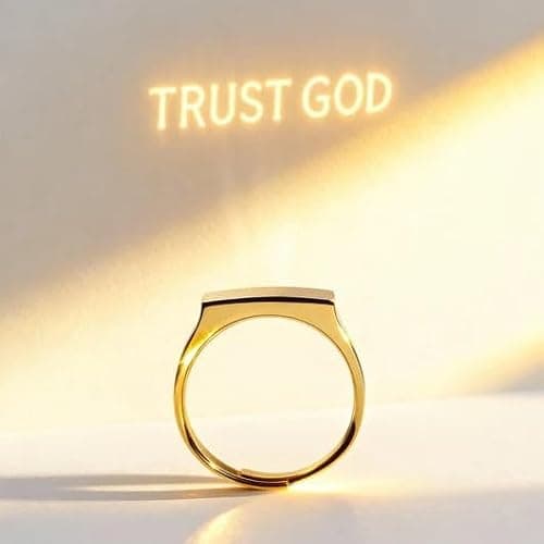Faith Shining Ring,Adjustable Inspirational Projection Ring With “Trust God” Light Message,Christian Motivational Jewelry For Women & Men,Meaningful Religious Gift - Image 1
