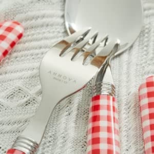ANNOVA Silverware Set 20 Pcs Stainless Steel Cutlerty Color Handle Flatware -4xDinner Knife;4xDinner Fork;4xSalad Fork;4xDinner Spoon;4xDessert Spoon (Mix Color/Gingham Checkered Pattern) - Large - Mix 02 thumbnail 6