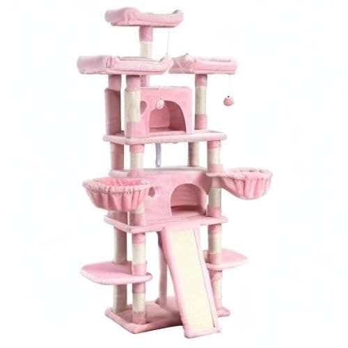 SHA CERLIN 68 Inches Multi-Level Large Cat Tree for Large Kitties/Big Cat Tower with Condo/Cozy Plush ‌Pussycat Perches/Sisal Scratching Posts and Hammocks/Activity Center/Pink thumbnail 10
