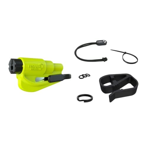 Resqme Accessory Pack The Original Emergency Keychain Car Escape Tool, 2-in-1 Seatbelt Cutter and Window Breaker, Made in USA With Visor Clip, Lanyard, Keyring and Cable Tie - Yellow - Image 1