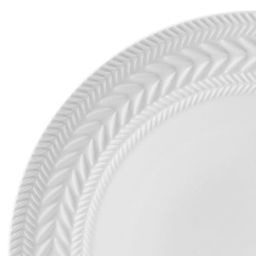 Pfaltzgraff Josephine 24-Piece Dinnerware Set, Porcelain Dish Set with Embossed Basket Weave Design, Service for 8, White Plates and Bowls Sets, Microwave and Dishwasher Safe thumbnail 3