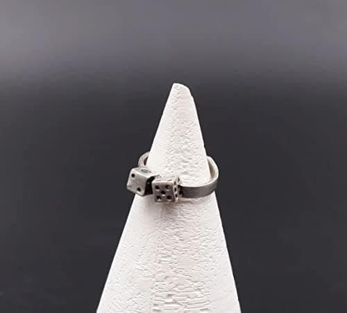 DICE RING - Casino Ring • Silver Plated Dice Ring • Luck Ring • Rolling Dice Ring • Mens Ring • Carved Statement • Adjustable Ring • QD356 thumbnail 4