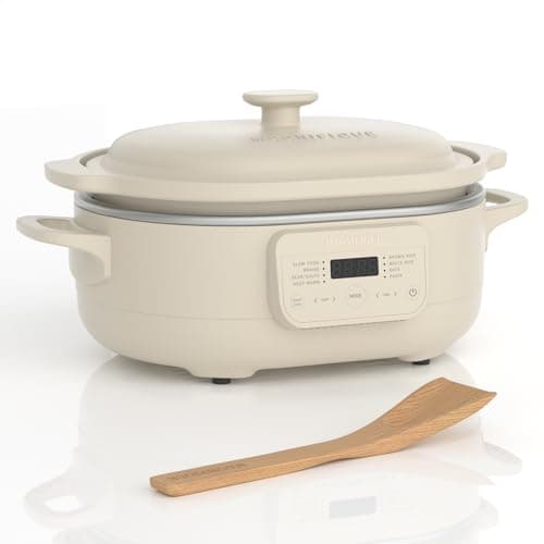 MAGNIFIQUE 4 Quart Programmable Casserole Slow Cooker, 8-in-1 Multi Cooker with Removable Non-Toxic Stoneware Crock, Claypot Slow Cooker, Rice-cooking, Nonstick, Oven Safe Pot to 450°F, Oatmeal - Image 1
