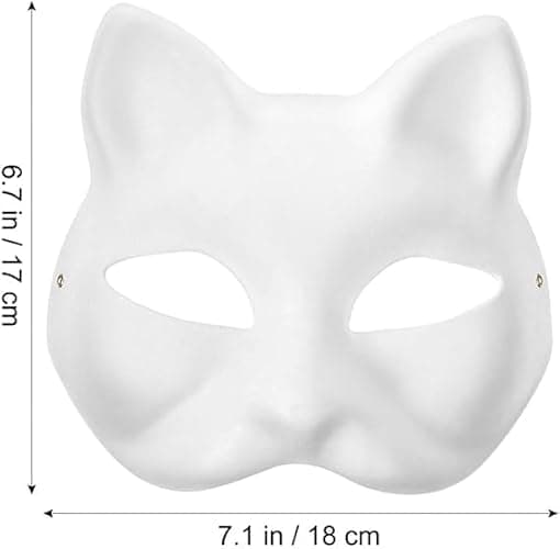 Musaner 20 PCS Cat Mask DIY White Therian Masks to Paint Blank Animal Dress Up Masks for Holiday Party Cosplay, 7.1X6.7in thumbnail 9