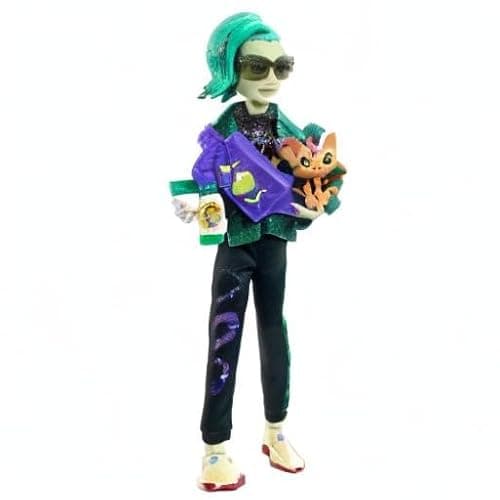 Monster High Deuce Gorgon Doll in Signature Look with Denim Snake Jacket & Accessories, Pet Mouse Perseus thumbnail 7