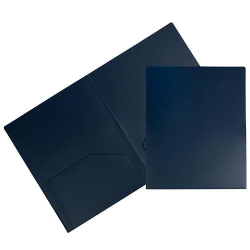 Amazon.com : JAM PAPER Heavy Duty Plastic 2 Pocket Extra Tough School Folders - Navy Blue - 3/Pack : Office Products - Image 1