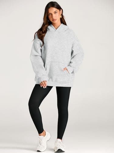 EFAN Women's Oversized Comfort Fleece Hoodies, Cozy Trendy Pullover Sweatshirts with Pockets For Fall & Winter Grey M - Image 1