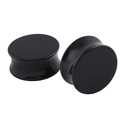HQLA 1 Pair Natural Obsidian Stone Double Flared Flesh Tunnels Ear Plugs Gauges Stretcher Expander thumbnail 2