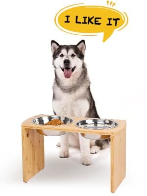 Elevated Dog Bowls, Bamboo Raised Dog Bowl for Large Dogs, with 2 Stainless Steel Bowls (13'' Tall-68oz Bowl) thumbnail 7
