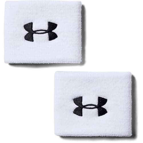 Under Armour Men's 3-inch Performance Wristband 2-Pack , White (100)/Black, One Size Fits All - Image 1
