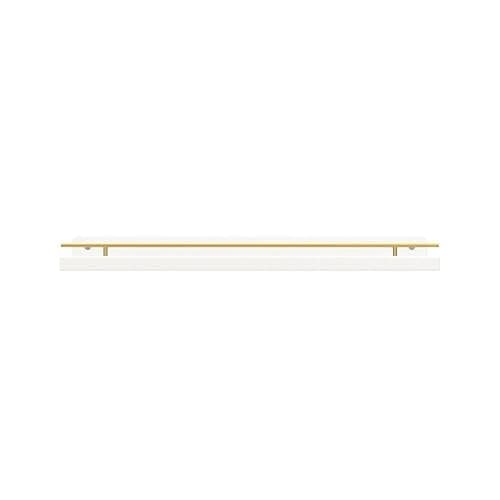 WOPITUES Floating Shelves with Gold Metal Guardrail, Shelves for Wall Decor Set of 3, Wall Shelves for Bedroom, Bathroom, Kitchen, Living Room, Plants, Picture Frames, Art- White and Gold thumbnail 4