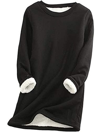 Yeokou Women Warm Sherpa Lined Fleece Crewneck Sport Sweatshirt Pullover Loungewear - Image 1