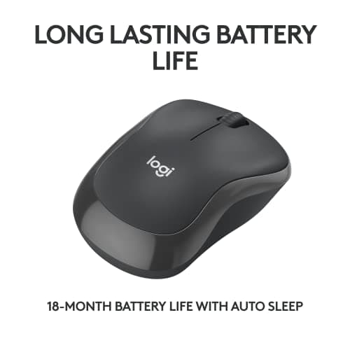 Logitech M240 Silent Bluetooth Mouse, Wireless, Compact, Portable, Smooth Tracking, 18-Month Battery, for Windows, macOS, ChromeOS, Compatible with PC, Mac, Laptop, Tablets - Graphite thumbnail 4