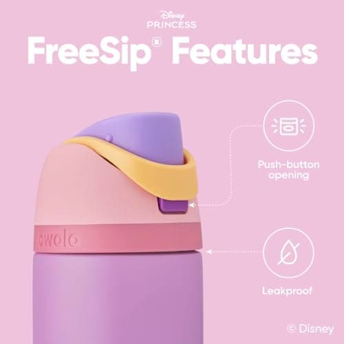 Owala Disney Princess FreeSip Insulated Stainless Steel Water Bottle with Straw for Sports and Travel, BPA-Free Sports Water Bottle, 24 oz, Rapunzel thumbnail 4