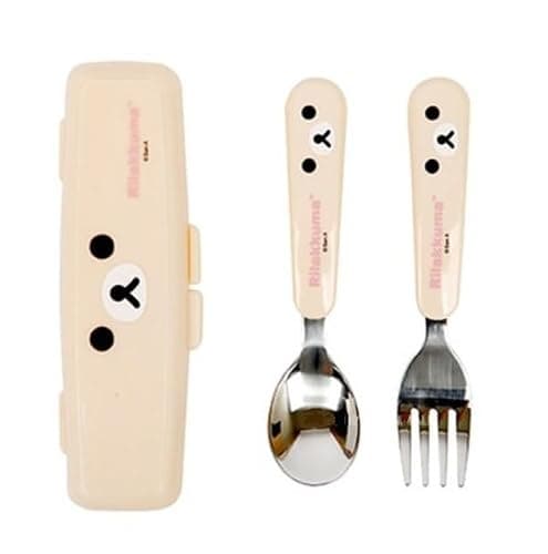 Cute Bear Designed Fork and Spoon Flatware Set with Case (Ivory) - Image 1