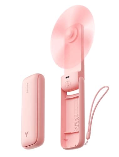 Aecooly Slim Portable Fan, Thin Handheld Fan, USB Rechargeable Mini Personal [24H Max Cooling Time], Battery Powered Small Foldable Pocket for Travel, Summer, Gifts for Women, Girls -Pink - Image 1