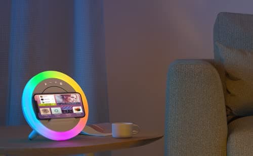 Swarmir Bluetooth Speaker with Lights, Wireless Charging Speaker, Best Birthday Gift Ideas Teenage,Applicable for Bedroom/Teen Girl Gifts(5W Wireless Charging) thumbnail 7