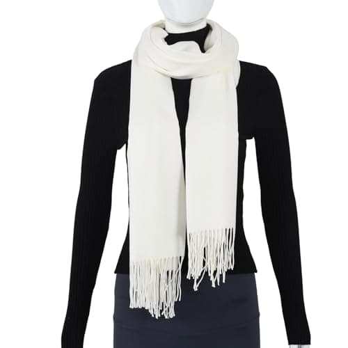 TUSHUSTY Scarf for Women Winter Pashmina Feel Shawl Wraps Softest Warm Blanket Oversized Scarves Evening Dress Wraps White thumbnail 5