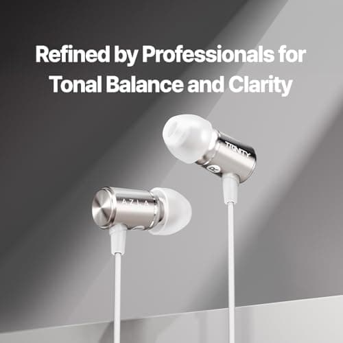 AZLA Trinity 3.5mm Wired Earphones with Mic – High-Resolution Sound, 8mm Dynamic Driver | Wired Headphones with Cord for School, Daily Listening | Corded Earbuds with Microphone (1, Gold) thumbnail 5