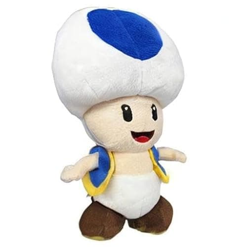Little Buddy Super Mario All Star Collection 1588 Blue Toad Stuffed Plush, 7" thumbnail 2