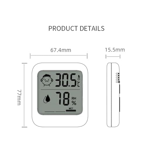 HATUSOKU Digital Thermometer and Hygrometer with Comfort Face Display, Hygrometer, Stand, Magnet, Hanging, Simple, Infectious Disease Prevention, Heat Stroke Prevention (Simple, No Clock) thumbnail 3