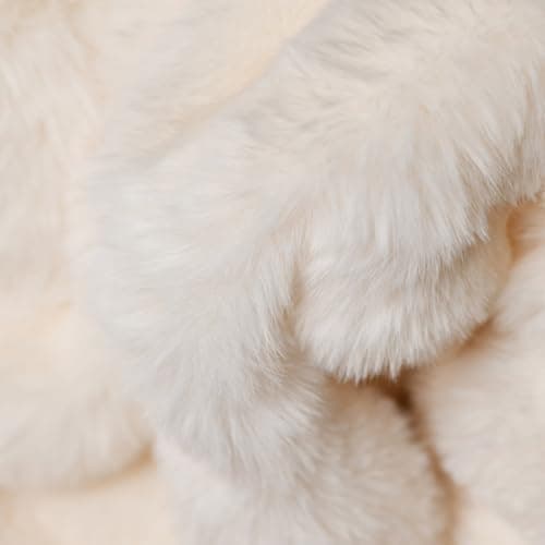 DREAMLANDING Couverture en fausse fourrure de lapin de luxe en peluche sherpa jetable réversible, chaude et douce en fourrure pelucheuse pour lit, canapé, sofa, décoration de la maison (crème, 100 x thumbnail 6