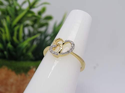 Dazzlingrock -Diamond Heart Ring | 0.11 Carat (ctw) | 1/8 Ctw | 10k Yellow Real Solid Gold thumbnail 4