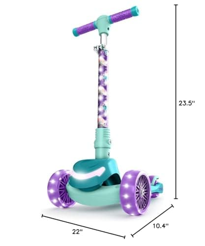 Jetson Disney's The Little Mermaid Three-Wheel Kids' Kick Scooter | Includes LED Lights on Stem & Light-Up Wheels |Height-Adjustable Handlebar Lean-to-Steer |Easy-Folding Mechanism Ages 3+, Purple thumbnail 11