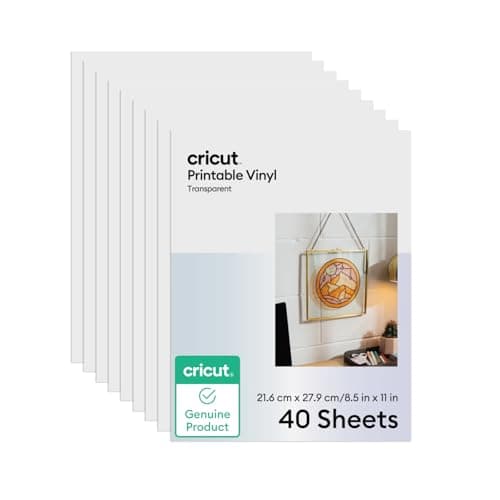 Cricut Clear Vinyl Sticker Paper (40 Transparent Sheets, 8.5x11), Printable Stickers For Inket Printer - Compatible with Cricut Maker, Explore, & Joy Xtra Machines - Image 1