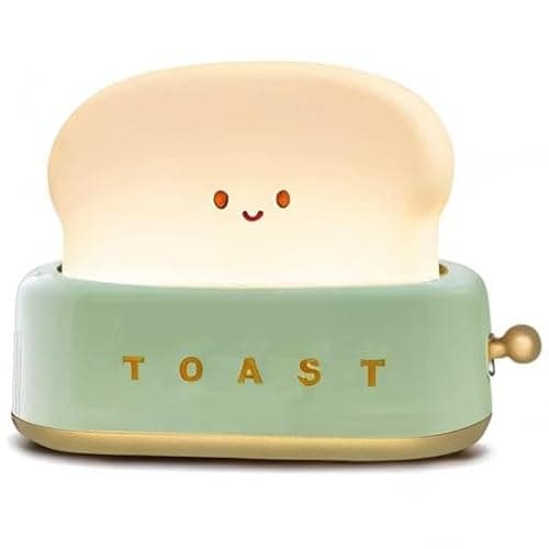 QANYI Desk Decor Toaster Lamp, Rechargeable Small Lamp with Smile Face Toast Bread Cute Toaster Shape Room Decor Night Light for Bedroom, Bedside, Living Room, Dining, Desk Decorations, Gift thumbnail 7