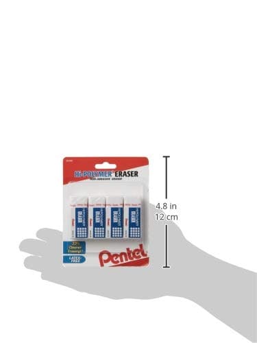 Pentel Hi-Polymer Block Eraser Small White, Pack of 4 (ZEH05BP4) thumbnail 2