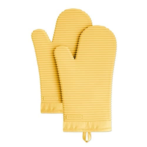 KitchenAid Ribbed Soft Silicone Oven Mitt Set, Orange Sorbet 2 Count - Orange Sorbet - Oven Mitt Set - Image 1