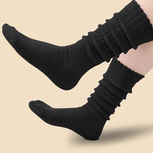 Nimalpal Slouchy Socks for Women 3 Pairs (Black), Women's Fall Winter Soft Long Chunky Scrunch Socks Size 5-11 thumbnail 5
