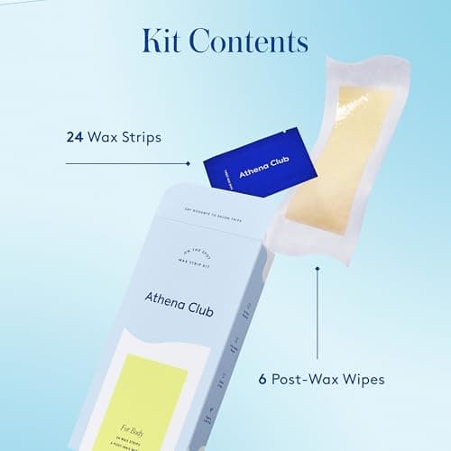 Athena Club Body Wax Strips for Women, Gentle Hair Removal for Sensitive Skin, No Heat Required, Vegan Wax Strips with Post-Wax Wipes, 24 Strips thumbnail 4