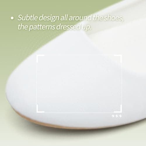 MEFOUND Women's White Jacquard Ballet Flats Shoes Comfortable PU Leather Dress Slip on Shoes Teacher Business Casual (White Embroidery.US9.5) thumbnail 4