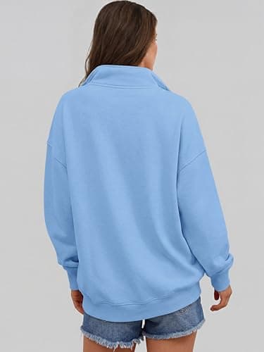ANRABESS Womens Oversized Sweatshirt Long Sleeve Henley Pullover Tops 2026 Spring Casual Button Loose Fit Teens Outfits Bright Blue Medium thumbnail 6