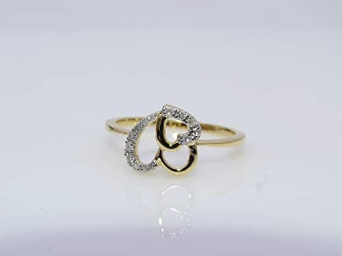 Dazzlingrock -Diamond Heart Ring | 0.11 Carat (ctw) | 1/8 Ctw | 10k Yellow Real Solid Gold thumbnail 3