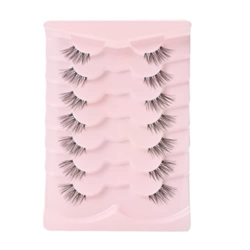 Onlyall Natural Lashes Half Lashes Natural Look False Wispy Eyelashes Clear Band Lashes Pack 3D Faux Mink Lashes 7 Pairs C03 thumbnail 3