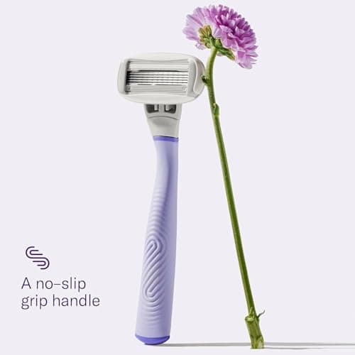 Flamingo Shaving Razor Set for Women - Original Razor Handle, 4 Blade Refills, and Shower Holder - Lilac thumbnail 4